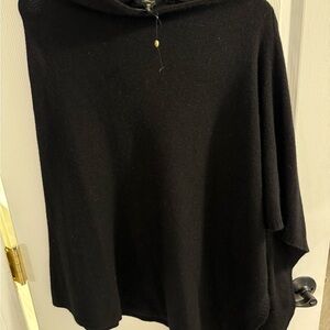 🔥NWOT 100% CASHMERE BLACK PONCHO SWEATER- ONE SIZE